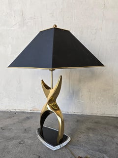 Vintage Messing und Lucite Figural Tischlampe