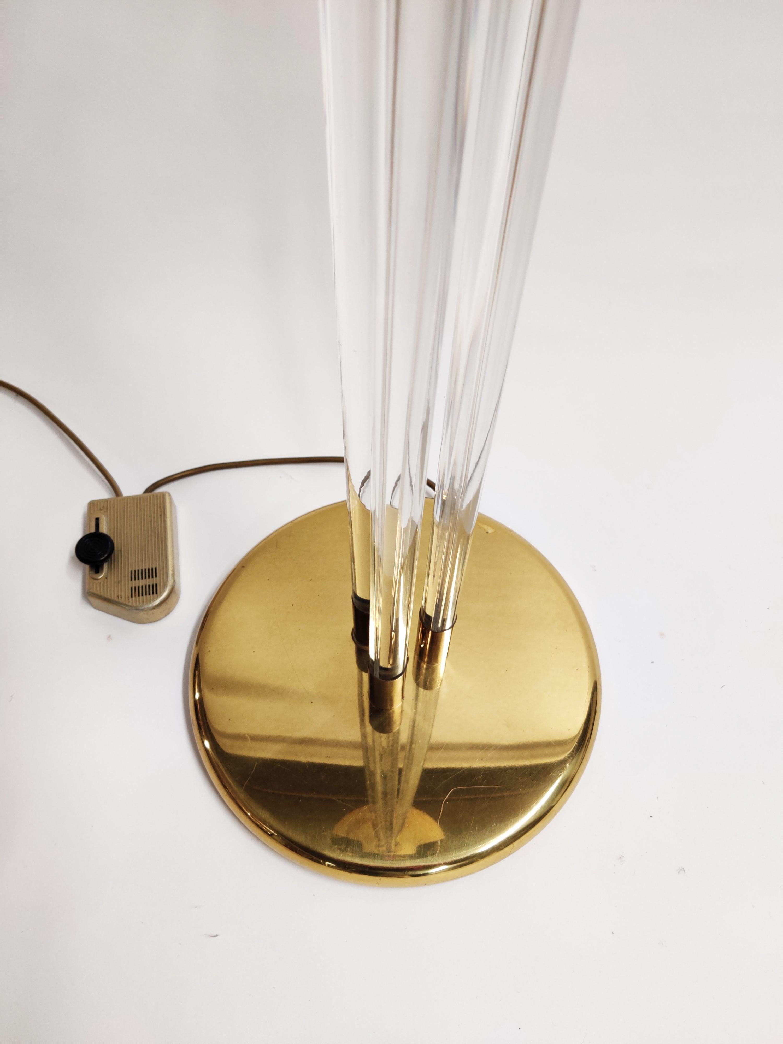 French Vintage Brass and Lucite Floor Lamp, 1970s