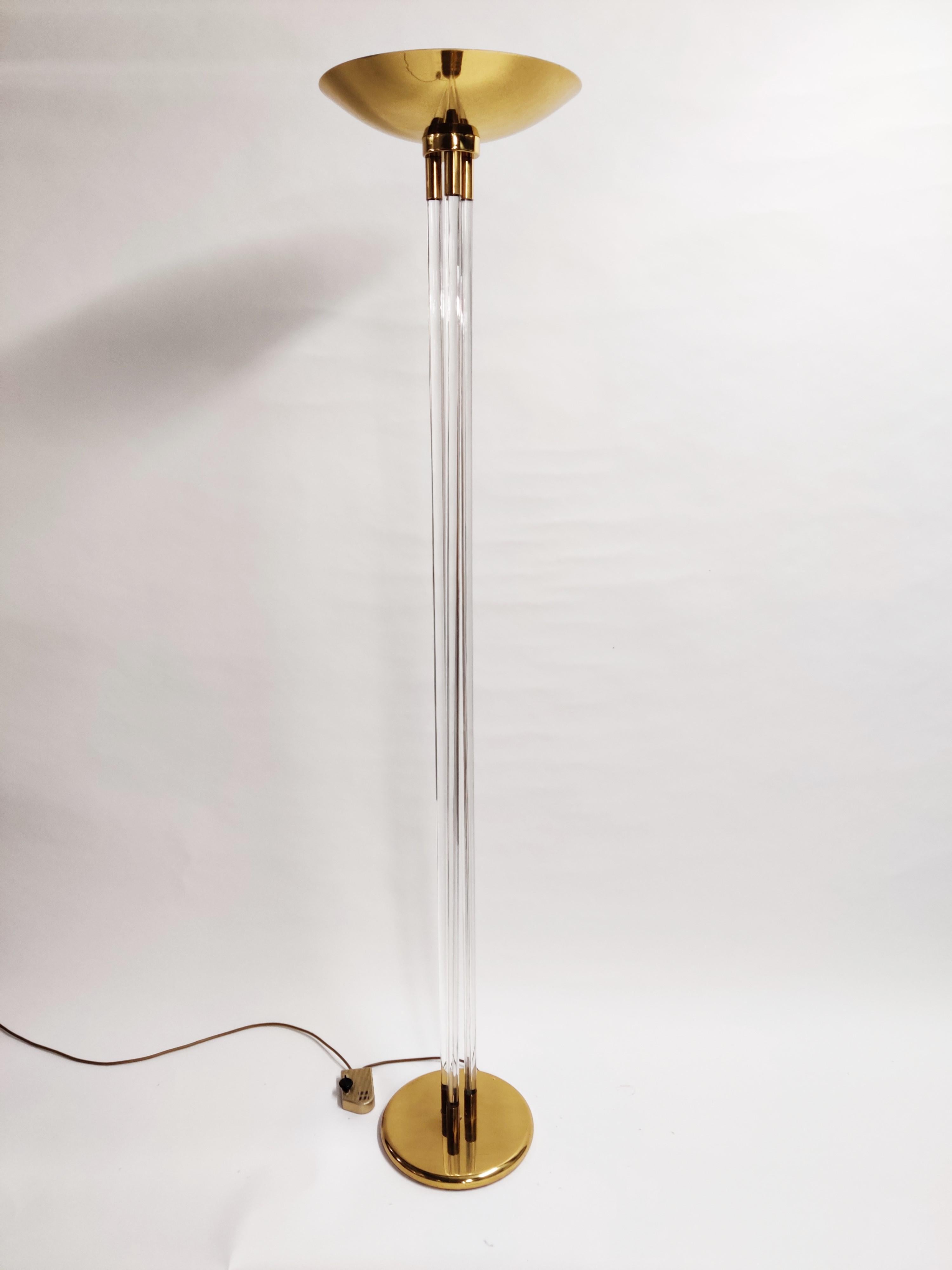 Vintage Brass and Lucite Floor Lamp, 1970s 3