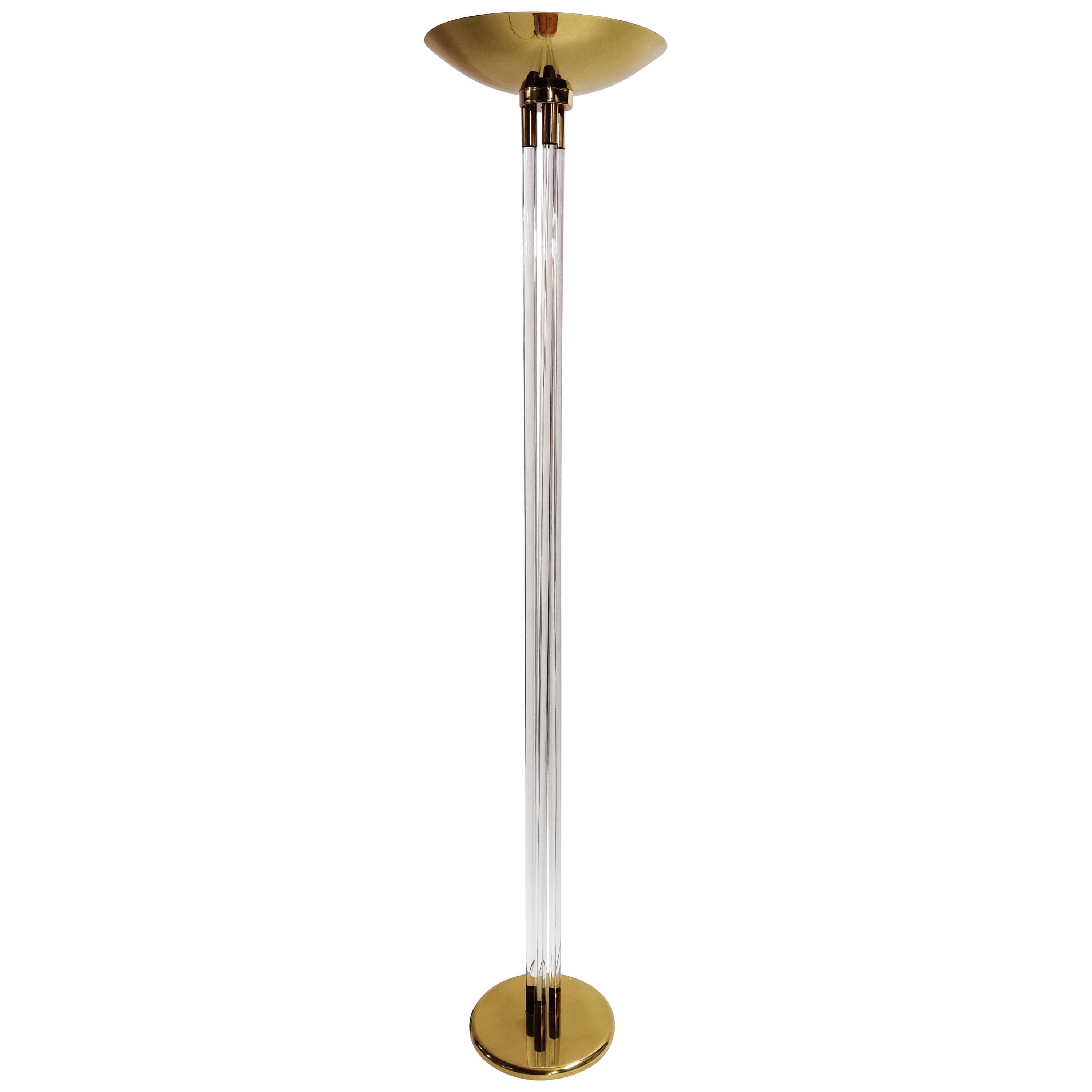 Vintage Brass and Lucite Floor Lamp, 1970s