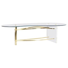 Vintage Brass and Lucite Kidney Shaped Coffee Table