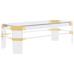 Vintage Brass and Lucite "Metric Line" Coffee Table by Charles Hollis Jones