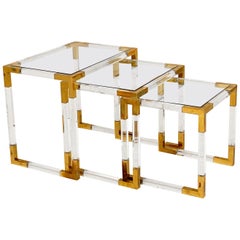 Vintage Brass and Lucite Nesting Tables