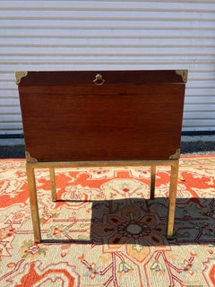 Vintage Brass and Mahogany Chest on Stand Side Table