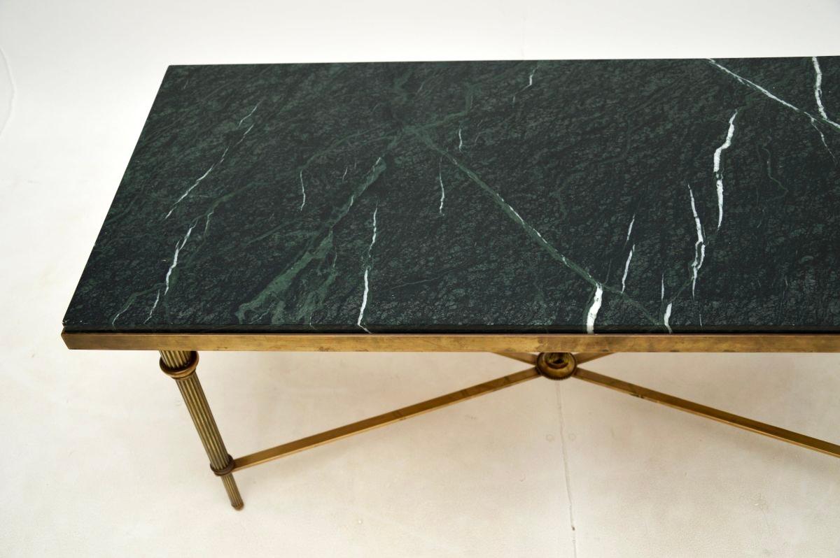 Mid-Century Modern Vintage Brass and Marble Coffee Table For Sale