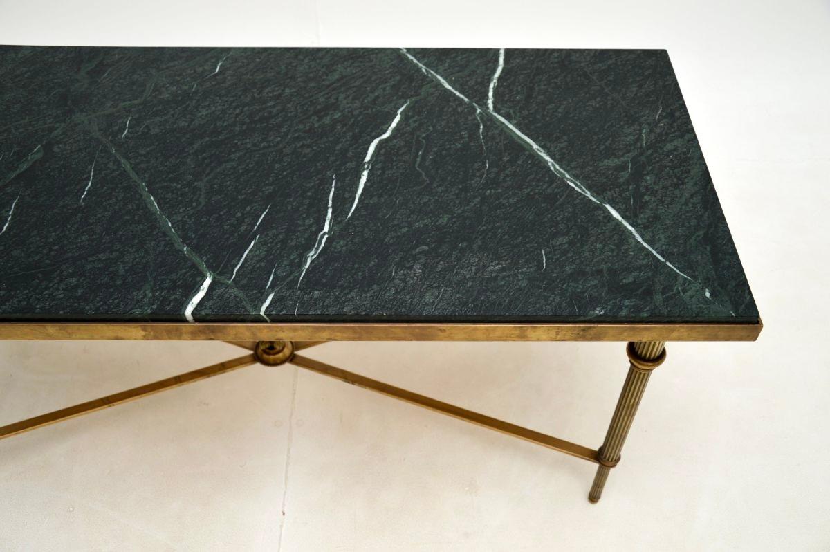 French Vintage Brass and Marble Coffee Table For Sale