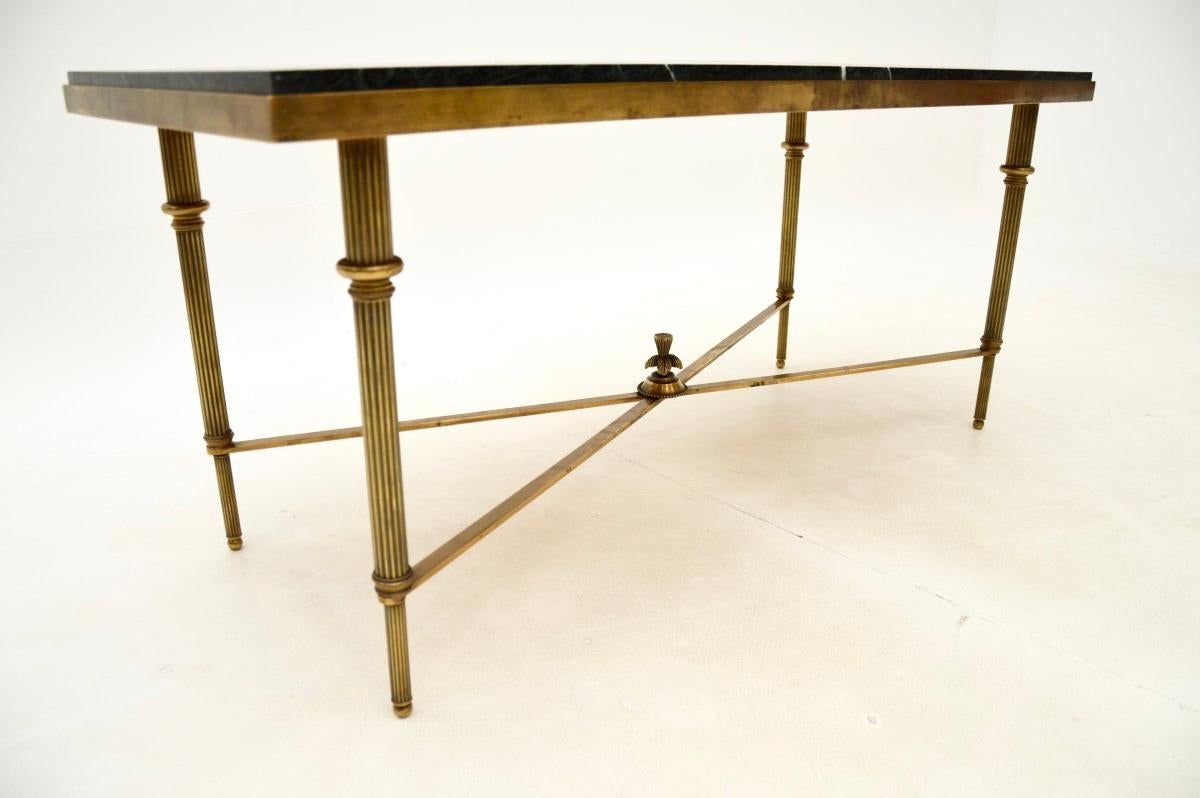 Vintage Brass and Marble Coffee Table In Good Condition For Sale In London, GB