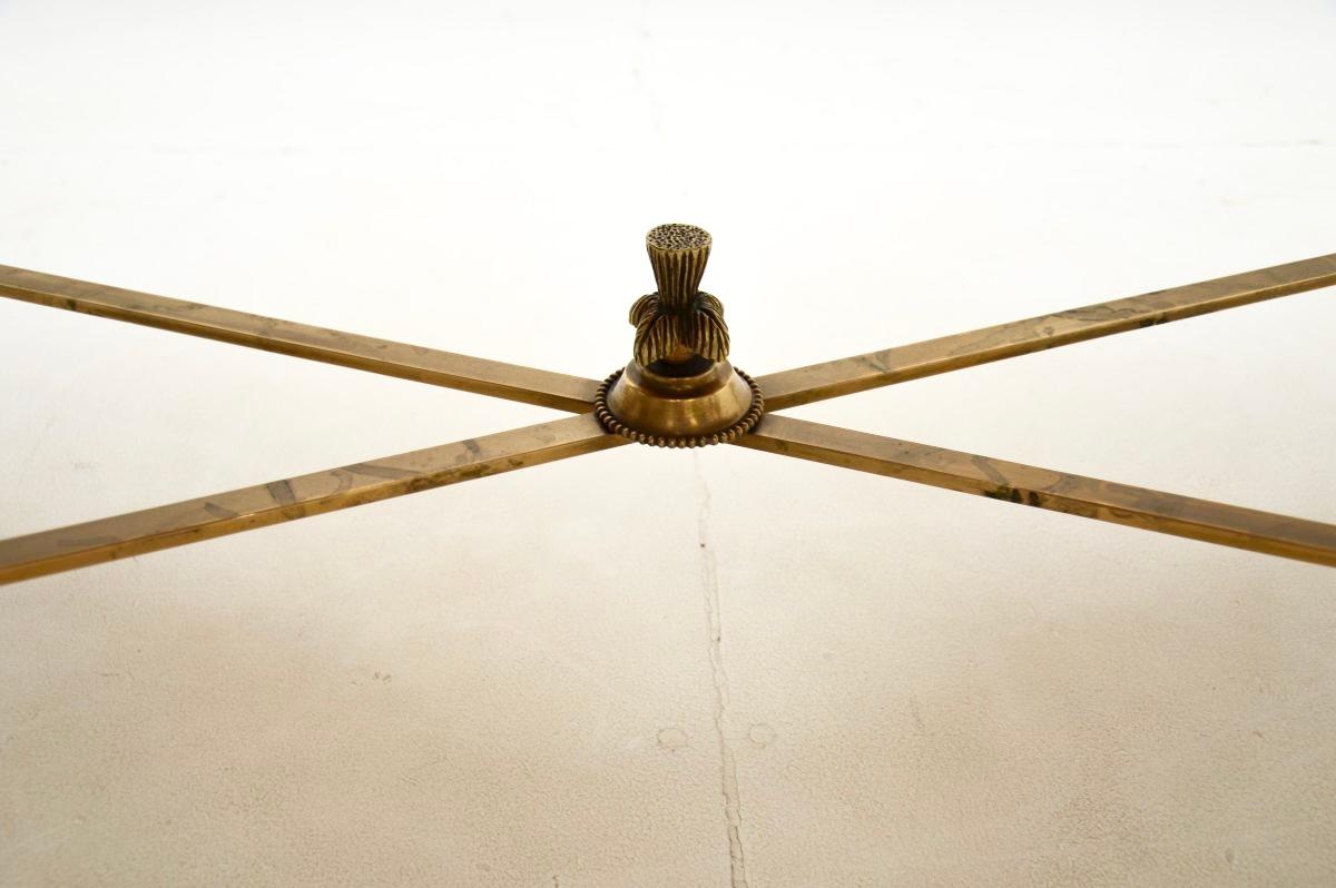 Mid-20th Century Vintage Brass and Marble Coffee Table For Sale