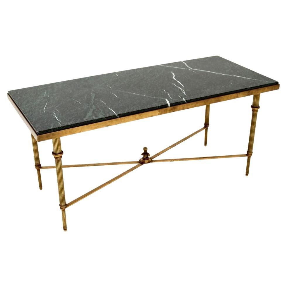 Vintage Brass and Marble Coffee Table For Sale