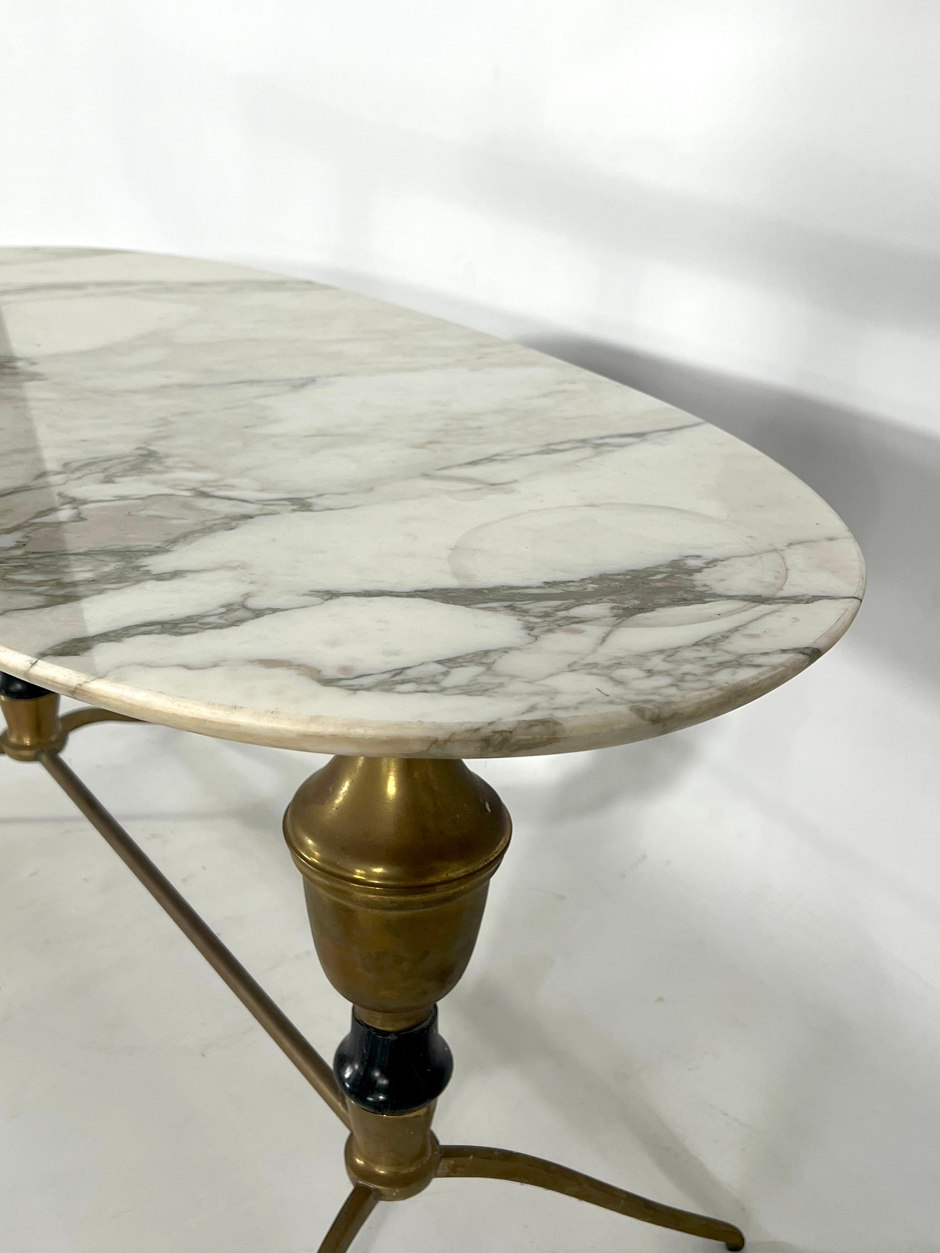 Vintage Brass and Marble Coffee Table, Italy 1950s For Sale 6