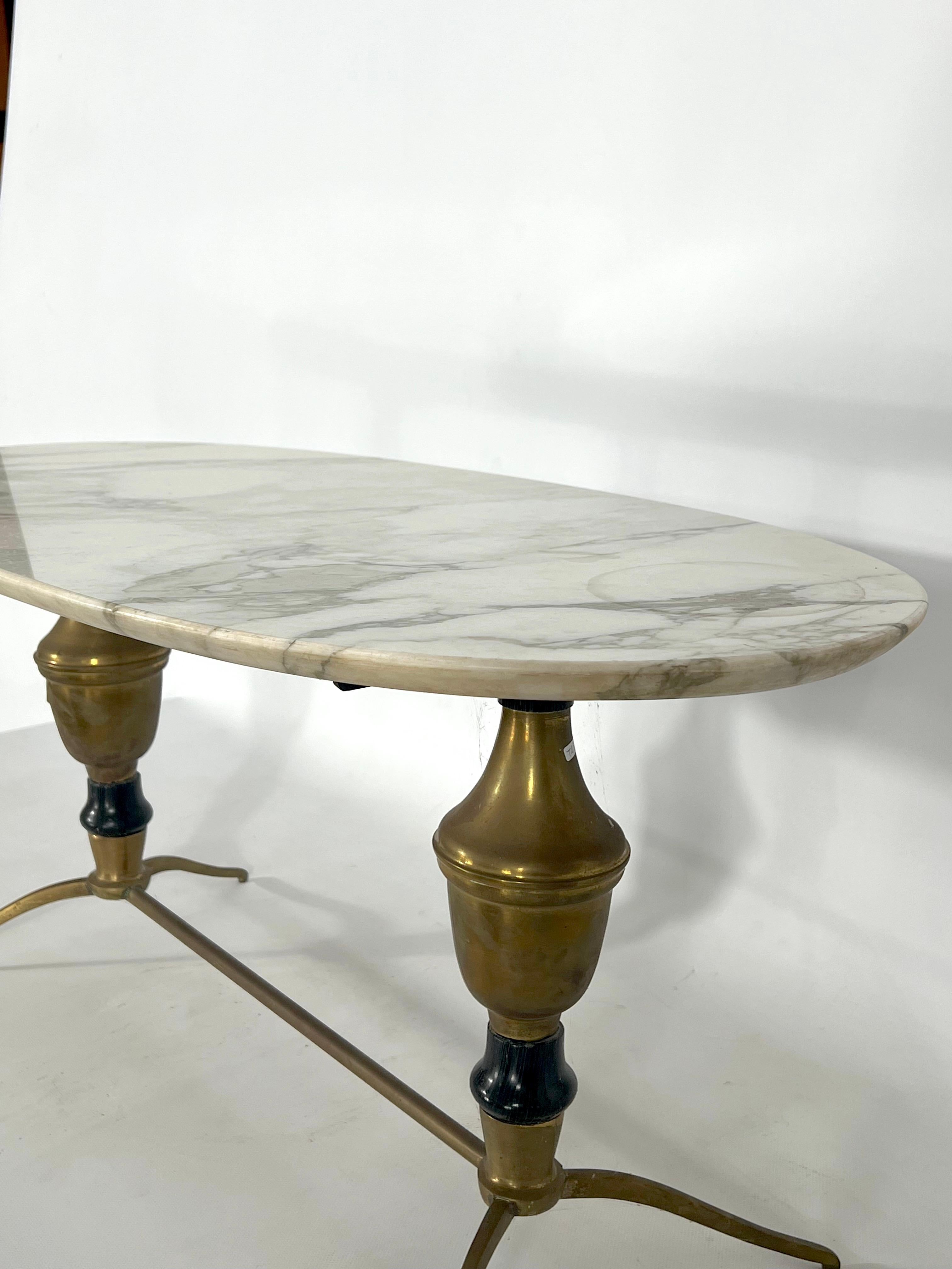 Vintage Brass and Marble Coffee Table, Italy 1950s For Sale 7