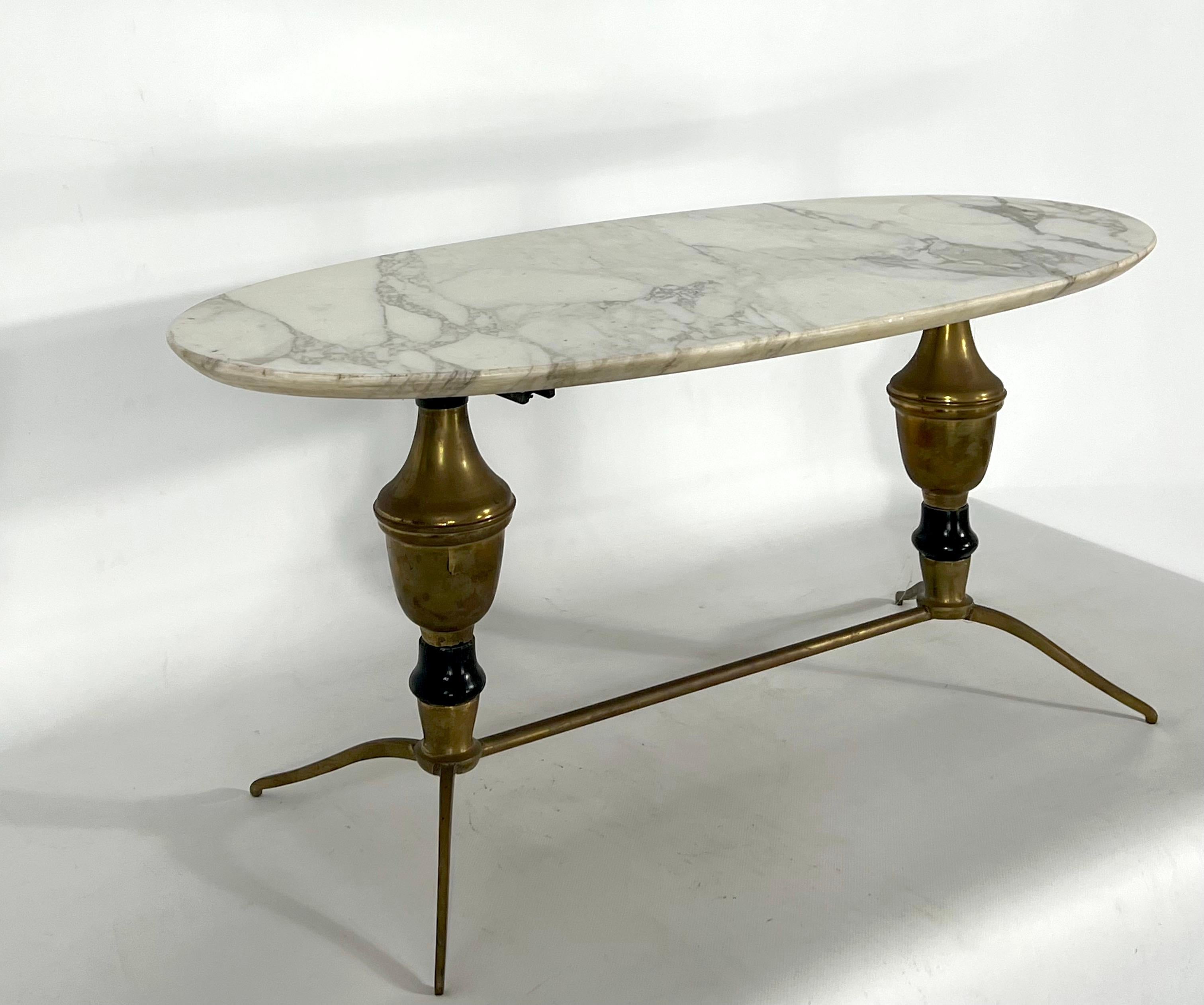 Vintage Brass and Marble Coffee Table, Italy 1950s For Sale 8