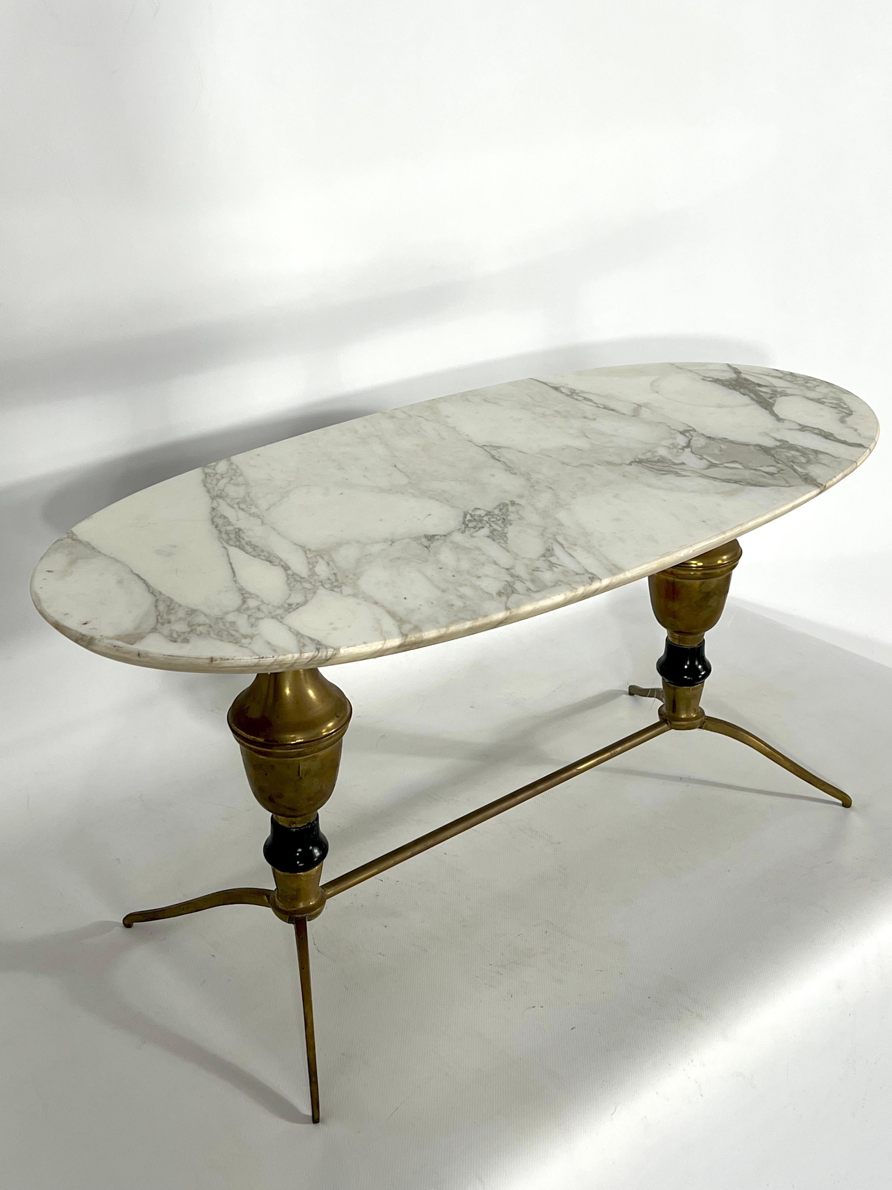 Vintage Brass and Marble Coffee Table, Italy 1950s For Sale 9