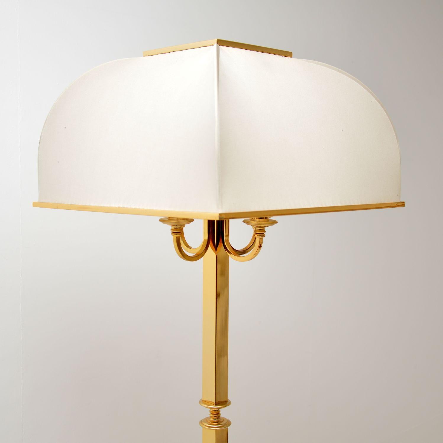 Mid-Century Modern Vintage Brass and Marble Floor Lamp For Sale
