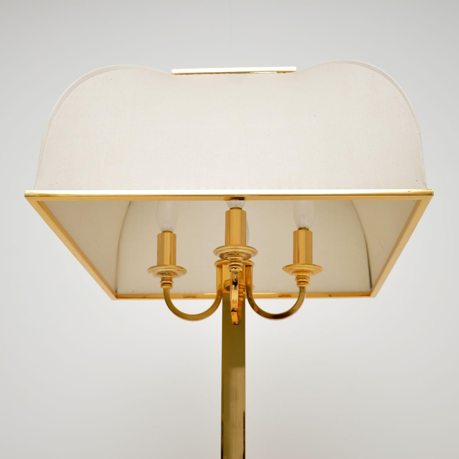 Late 20th Century Vintage Brass and Marble Floor Lamp For Sale