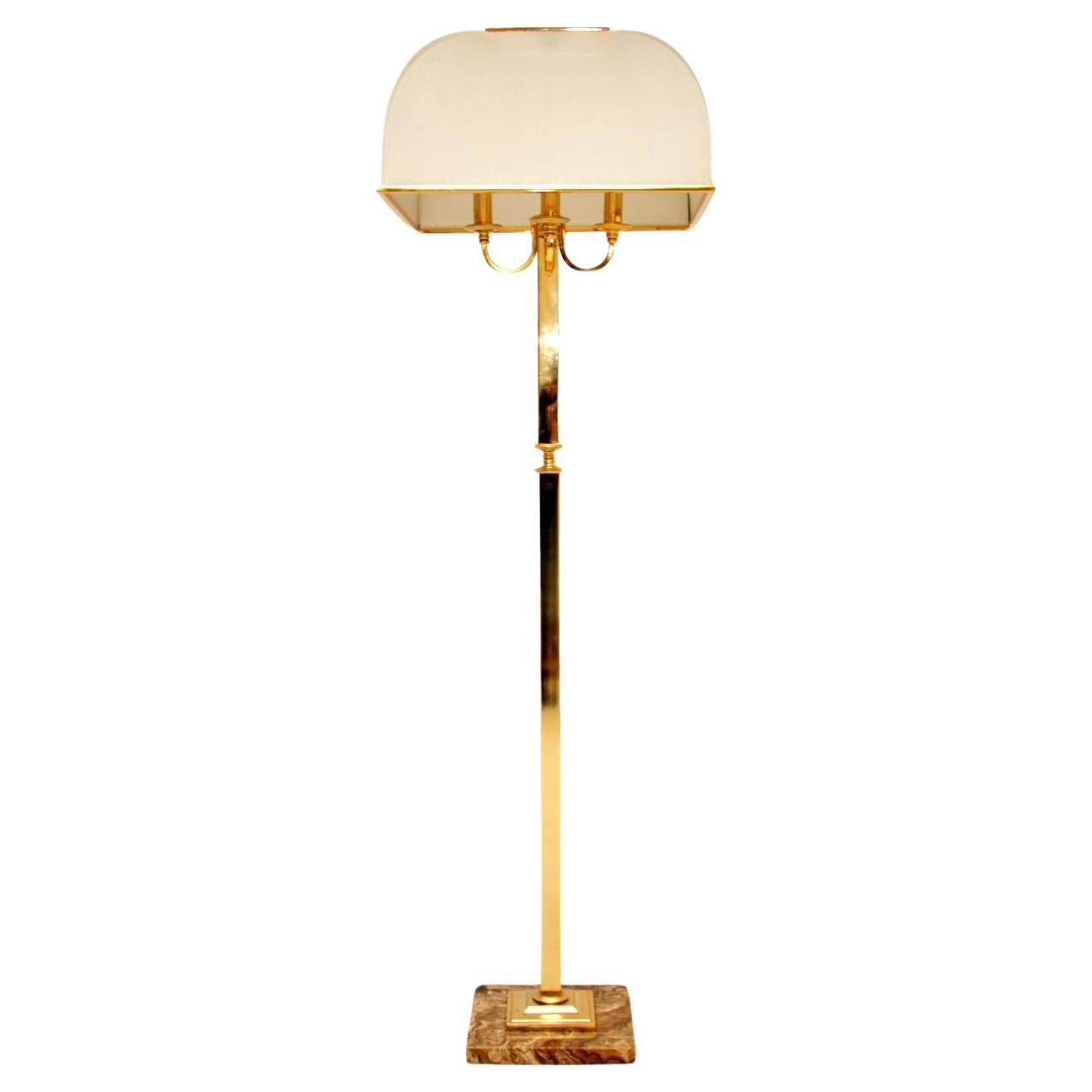 Vintage Brass and Marble Floor Lamp For Sale