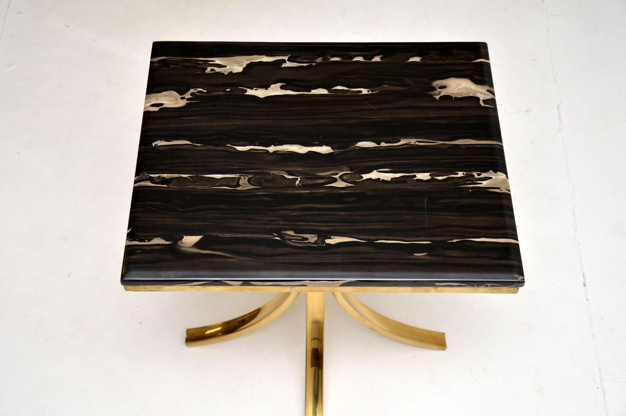 Vintage Brass and Marble Side Table In Good Condition For Sale In London, GB