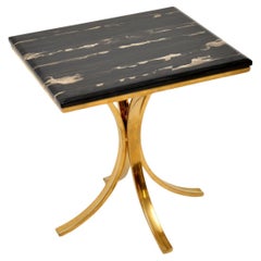 Retro Brass and Marble Side Table