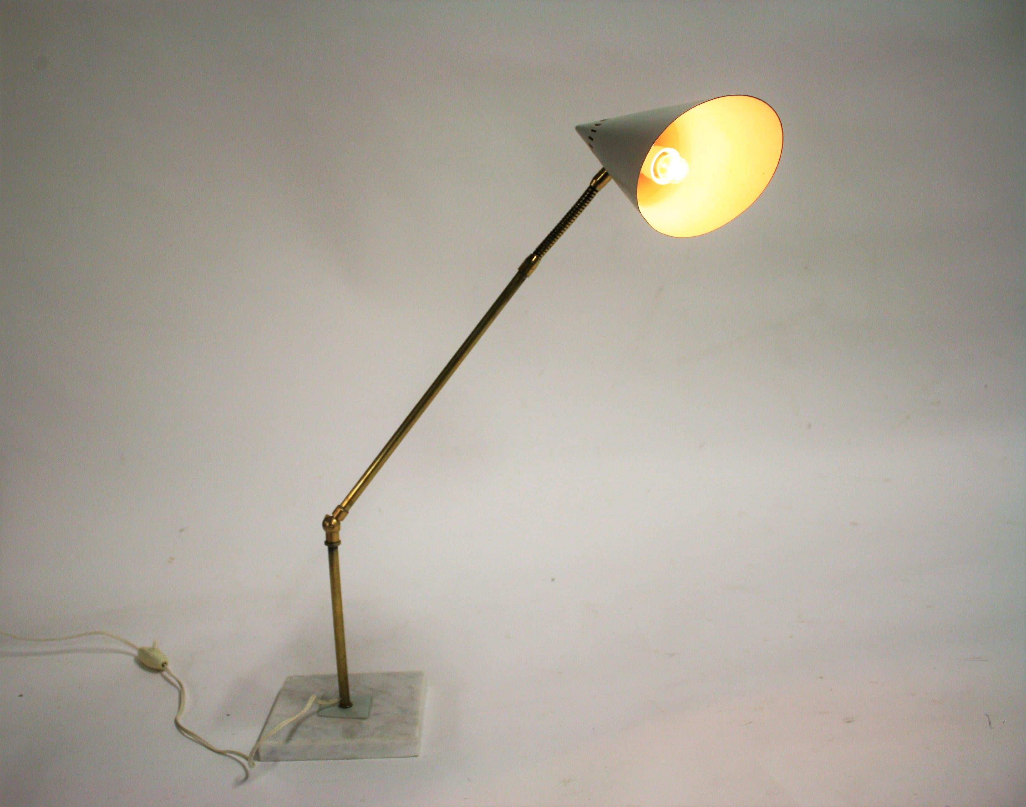 Vintage Brass and Marble Table Lamp, 1960s 4