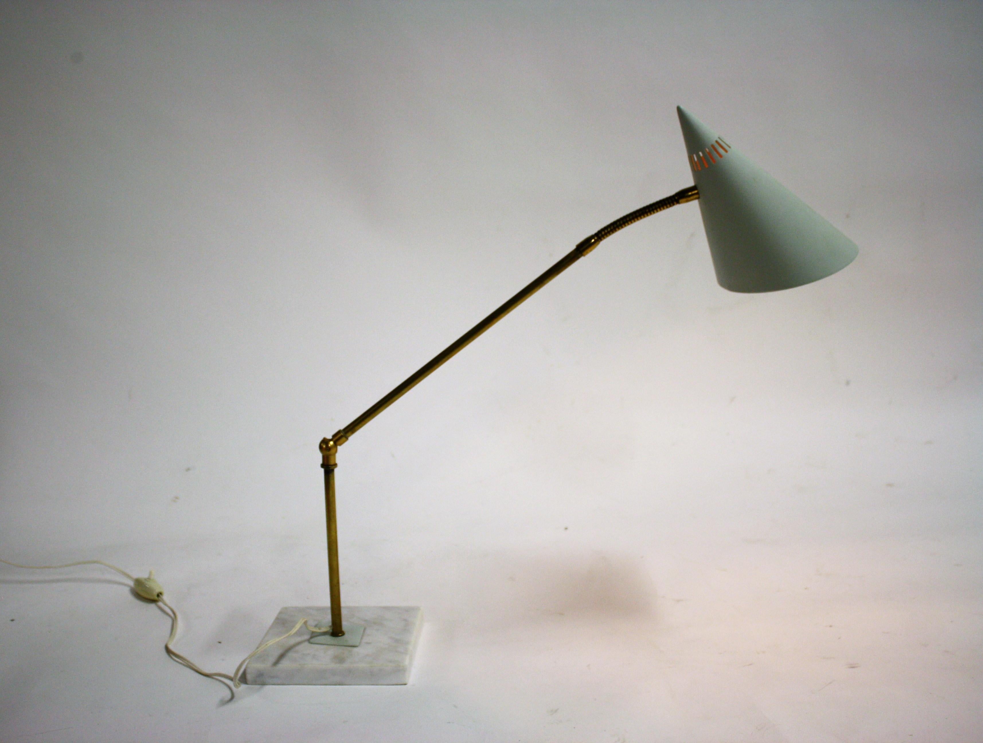 Vintage Brass and Marble Table Lamp, 1960s 6