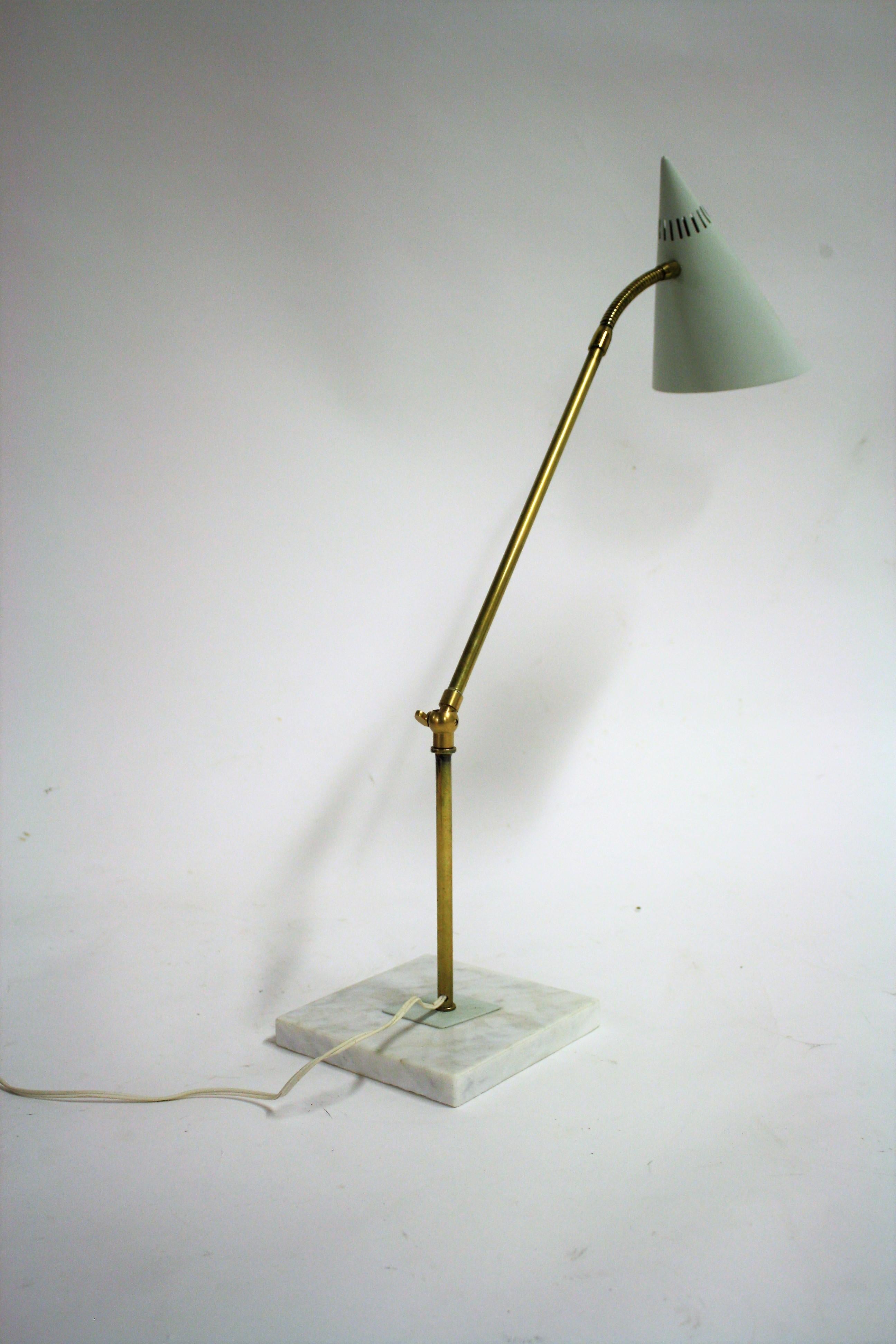 Italian Vintage Brass and Marble Table Lamp, 1960s