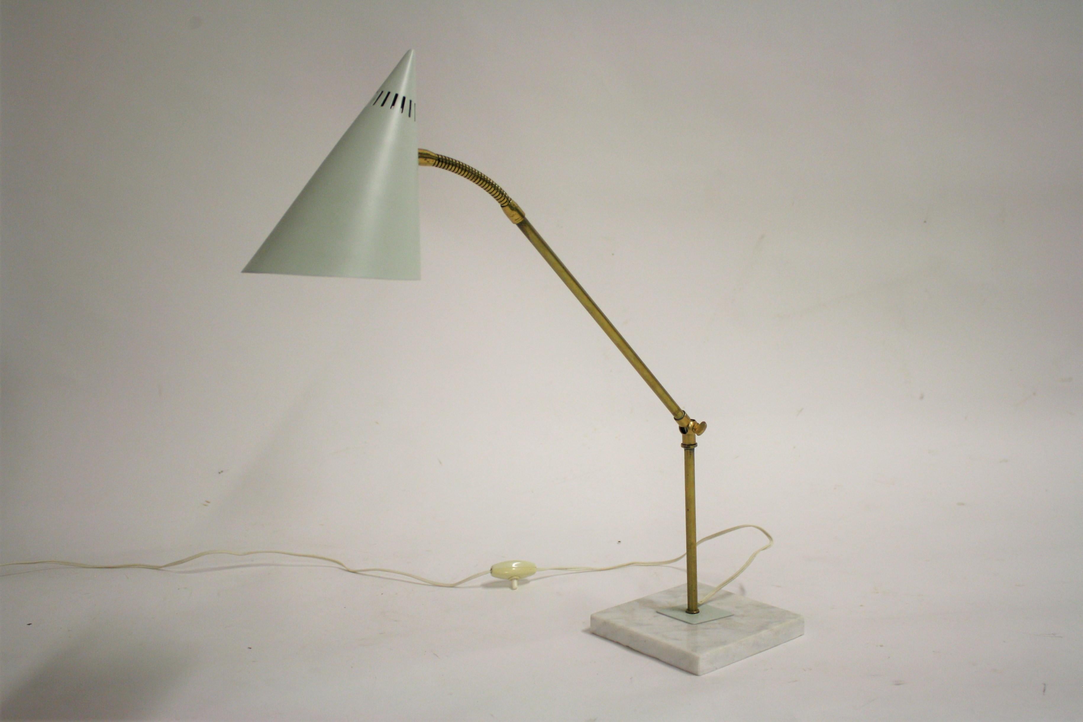 Mid-20th Century Vintage Brass and Marble Table Lamp, 1960s