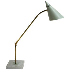 vintage brass and marble table lamp Vintage Brass and Marble Table Lamp, 1960s