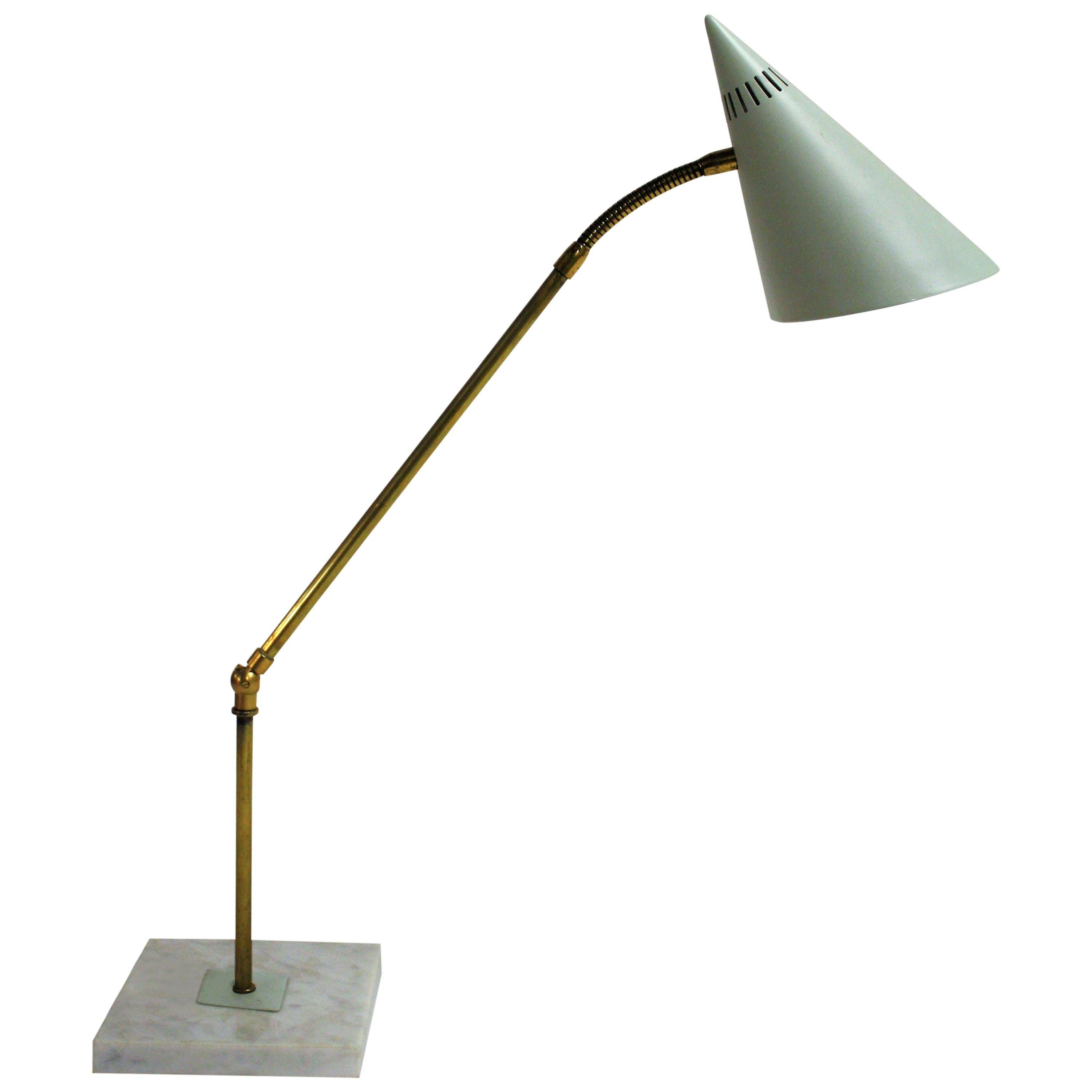 Vintage Brass and Marble Table Lamp, 1960s