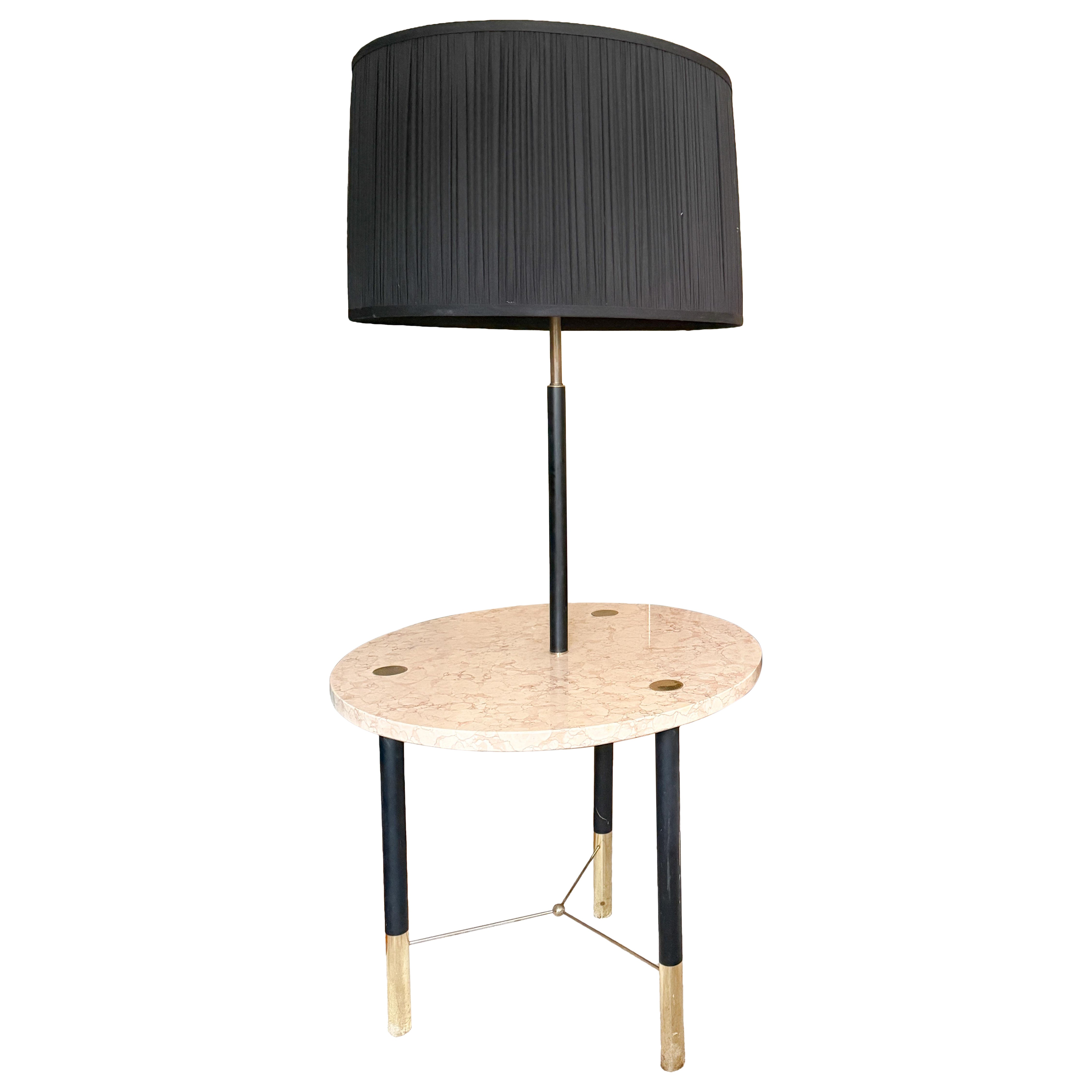 Lámpara de mesa vintage de latón y mármol a la manera de Harvey Probber