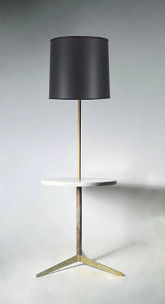 Vintage Brass and Marble Tri-Pod Floor Lamp
