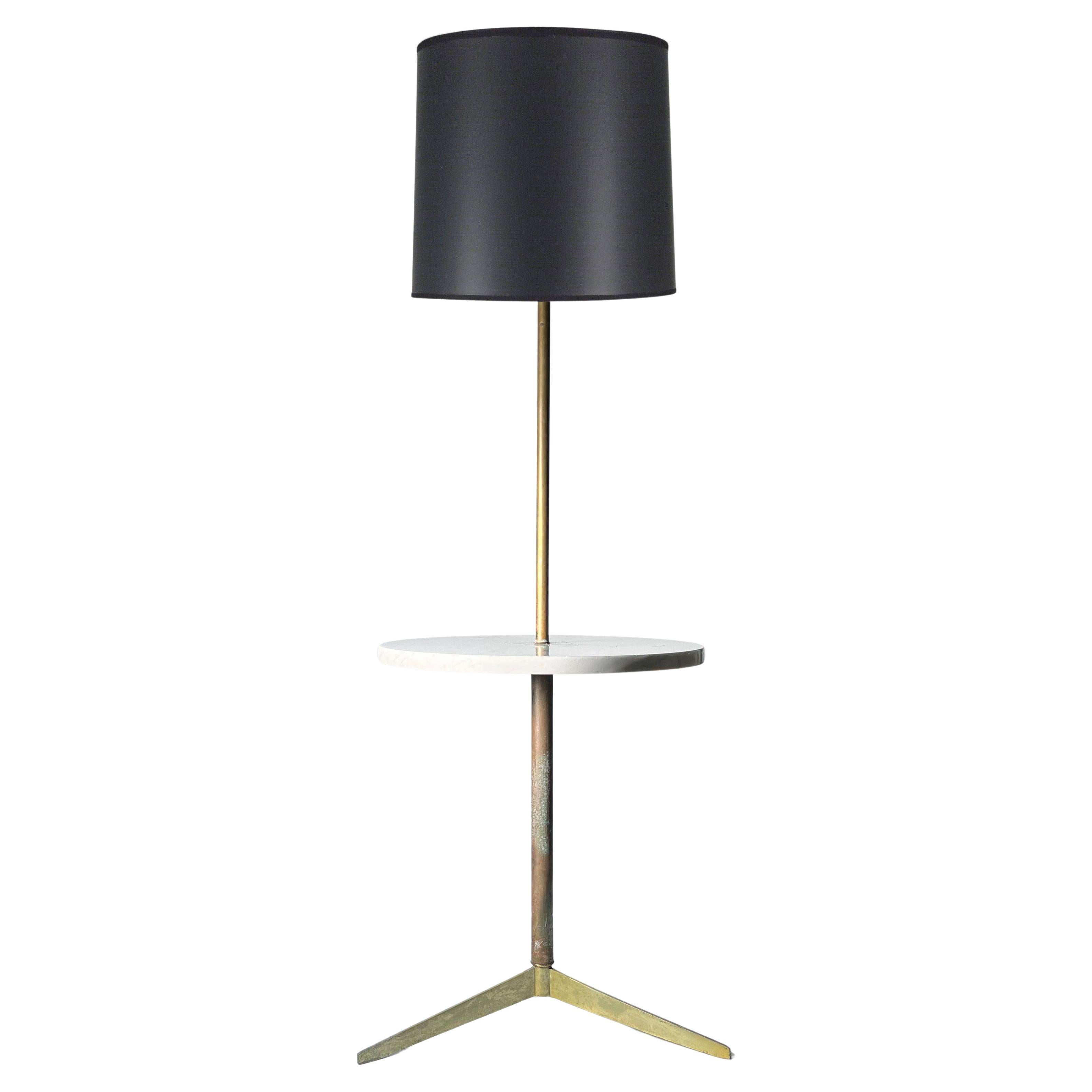 Vintage Brass and Marble Tri-Pod Floor Lamp