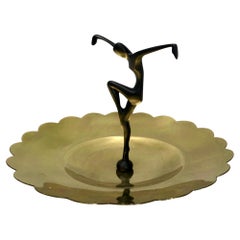 Vintage Brass and Metal Decorative Item / Vide-Poche with Dancing Figure, Italy