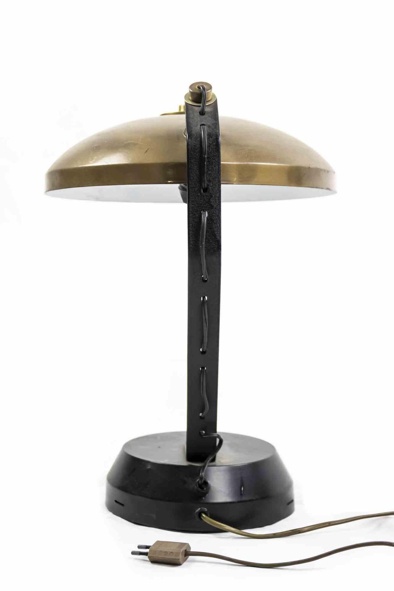 Late 20th Century Vintage Brass and Metal Table Lamp, Italy, 1970s For Sale
