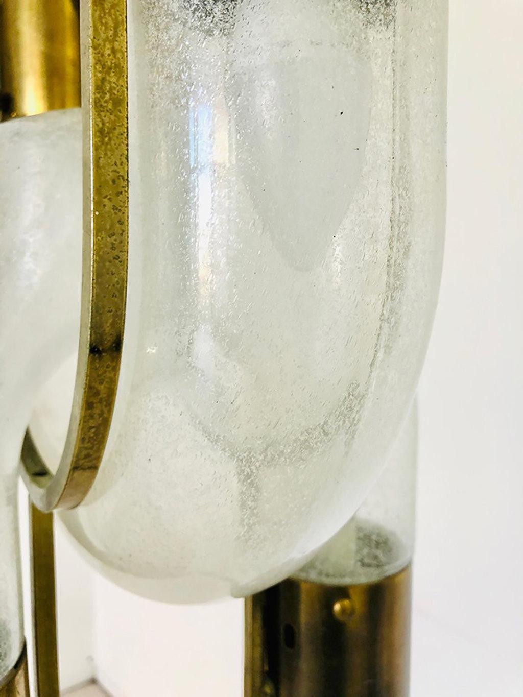 Vintage Brass and Murano Glass Chandelier, by Aldo Nason for Mazzega, 1970s 2