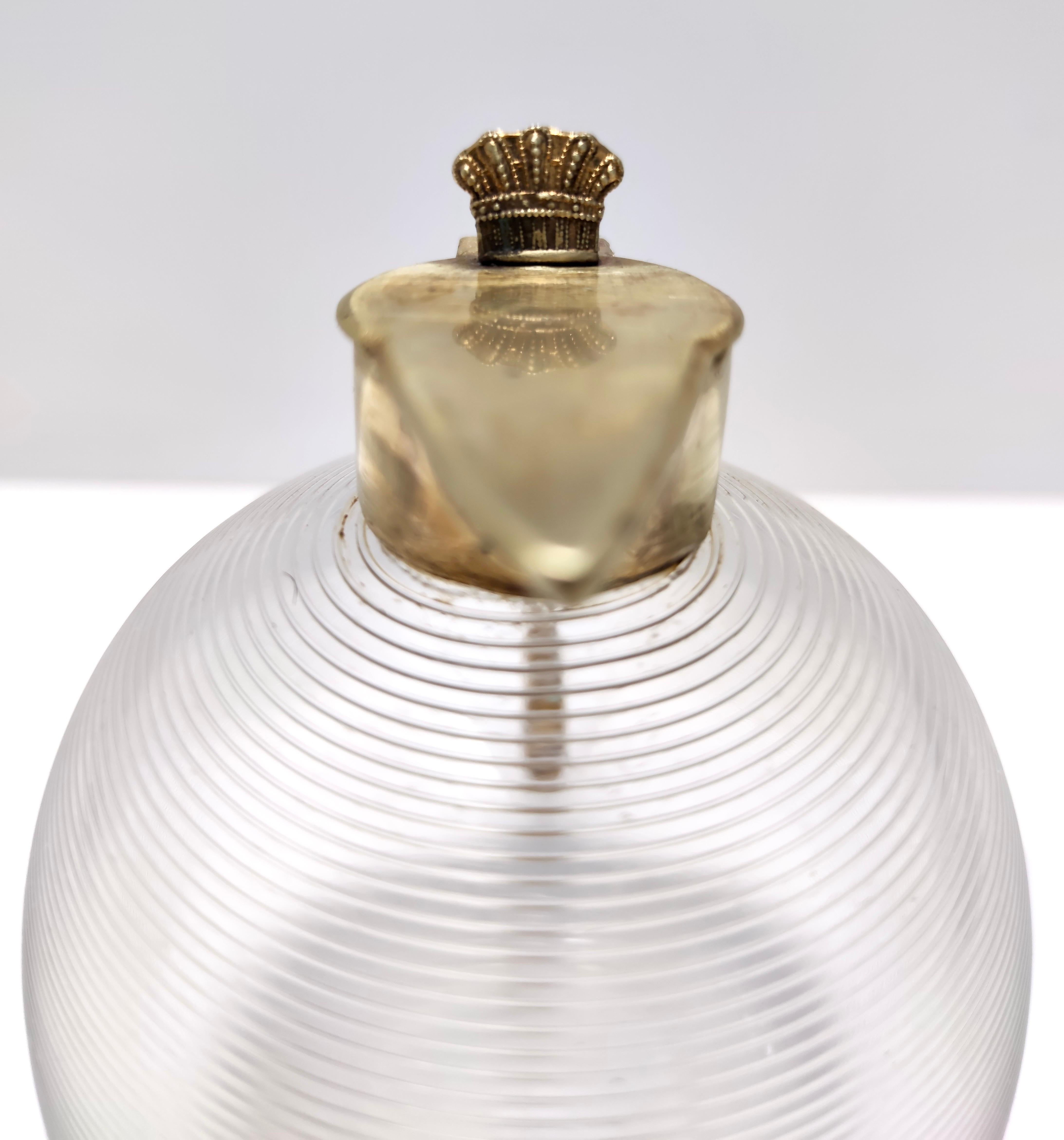 Vintage Brass and Murano Glass Liqueur Decanter or Whiskey Noggin, Italy For Sale 2