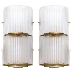 Vintage Brass and Murano Glass Sconces