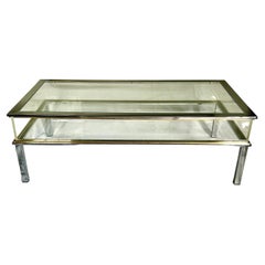 Antique Vitrine Coffee Table Brass and Nickel Chrome