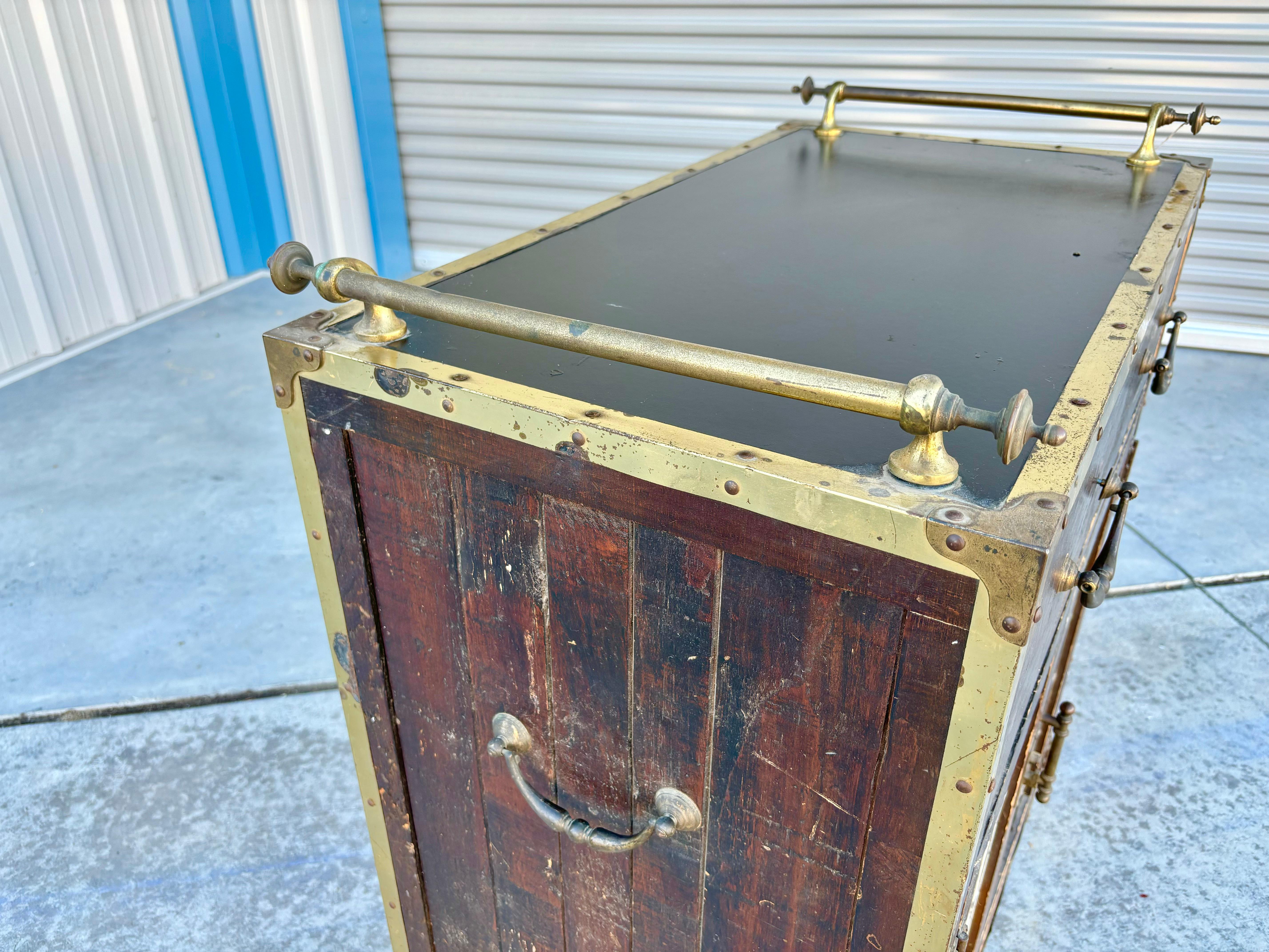 Mobile bar d'epoca in ottone e Oak, 1900 in vendita 3