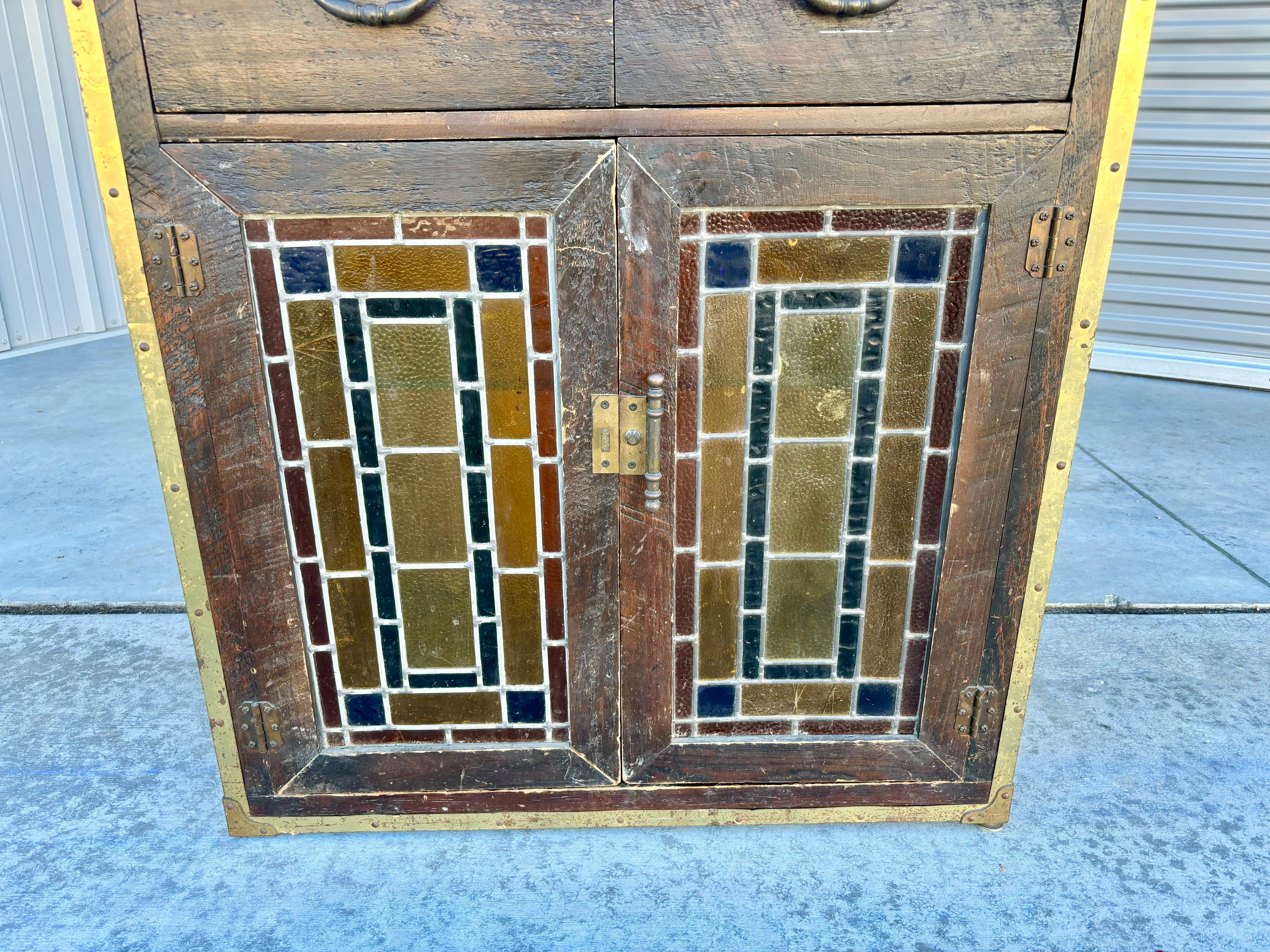 Mobile bar d'epoca in ottone e Oak, 1900 In condizioni buone in vendita a North Hollywood, CA