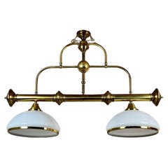 Vintage Brass And Opaline Glass Ceiling Light