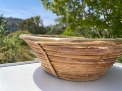Vintage Brass and Rattan Big Fruit Bowl