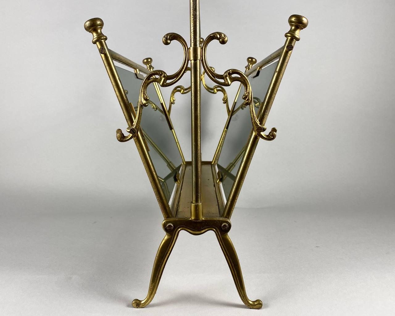 Vintage Brass and Smoked Glass Magazine Stand from France, by Maison Bagues, 60s For Sale 5