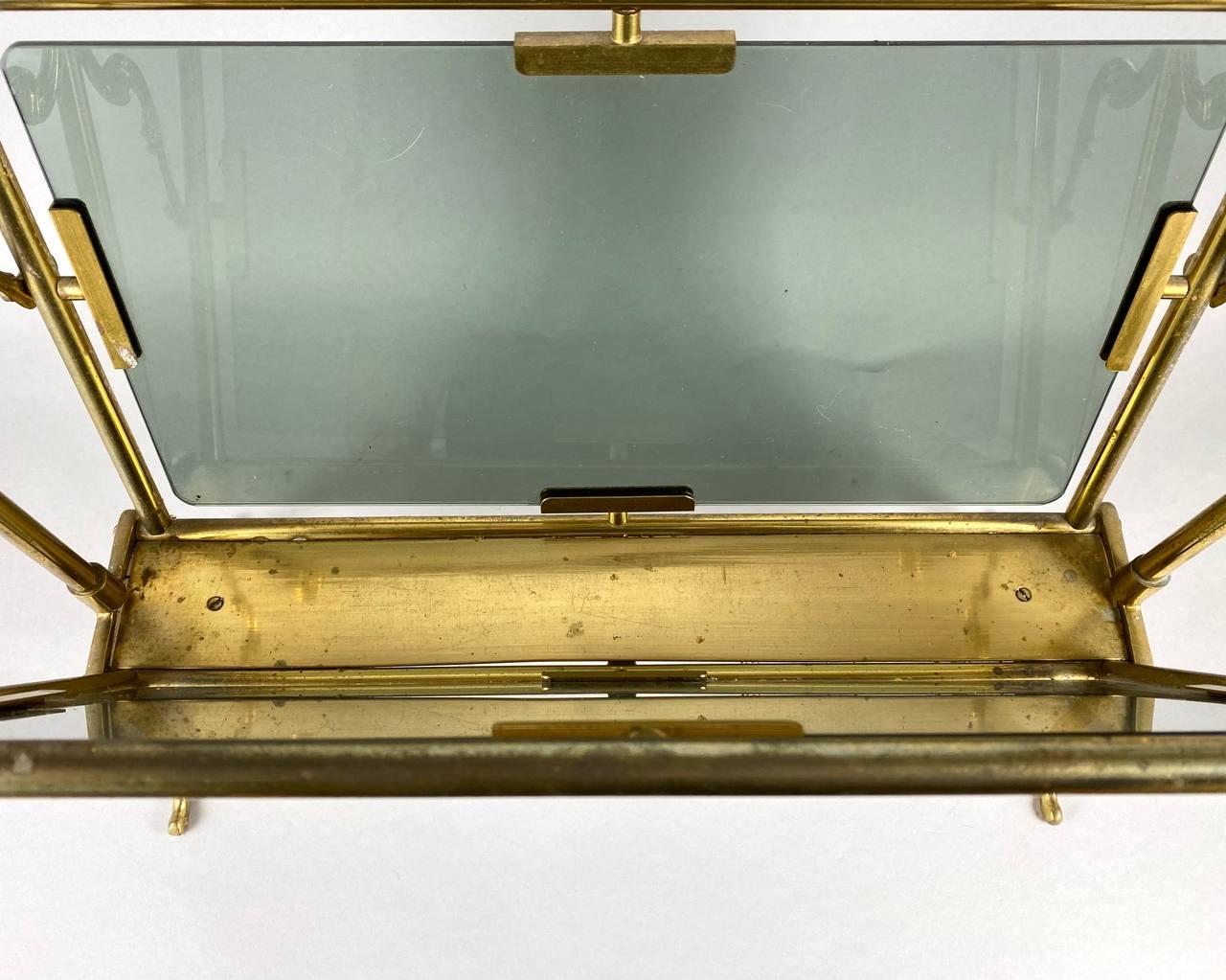 Vintage Brass and Smoked Glass Magazine Stand from France, by Maison Bagues, 60s For Sale 1