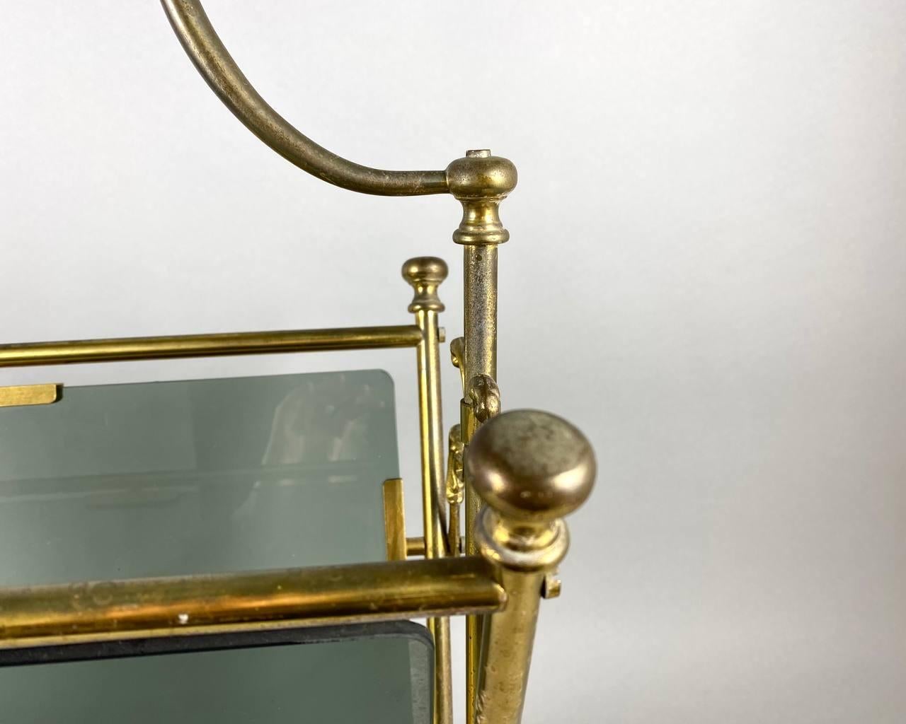 Vintage Brass and Smoked Glass Magazine Stand from France, by Maison Bagues, 60s For Sale 3