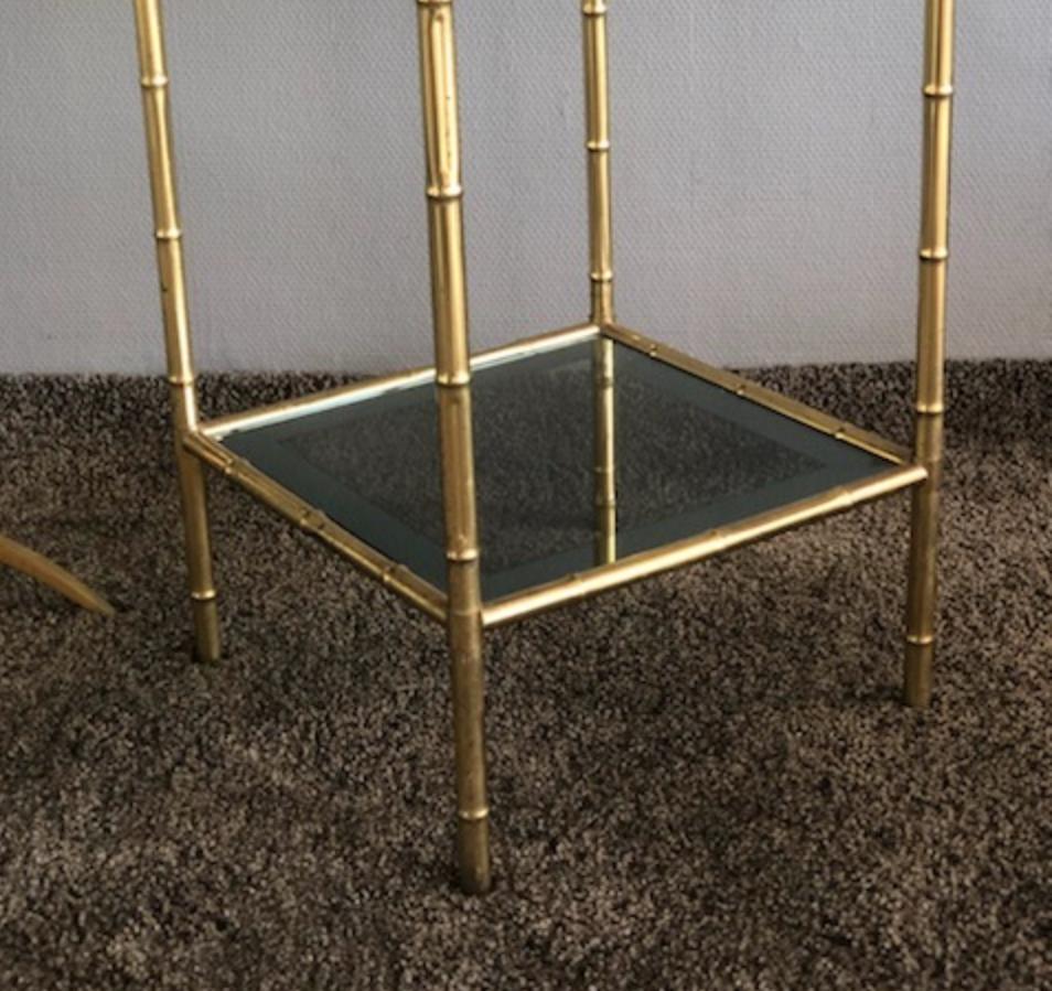Mid-Century Modern Vintage Brass and Tinted Glass Console Table, 1960s For Sale