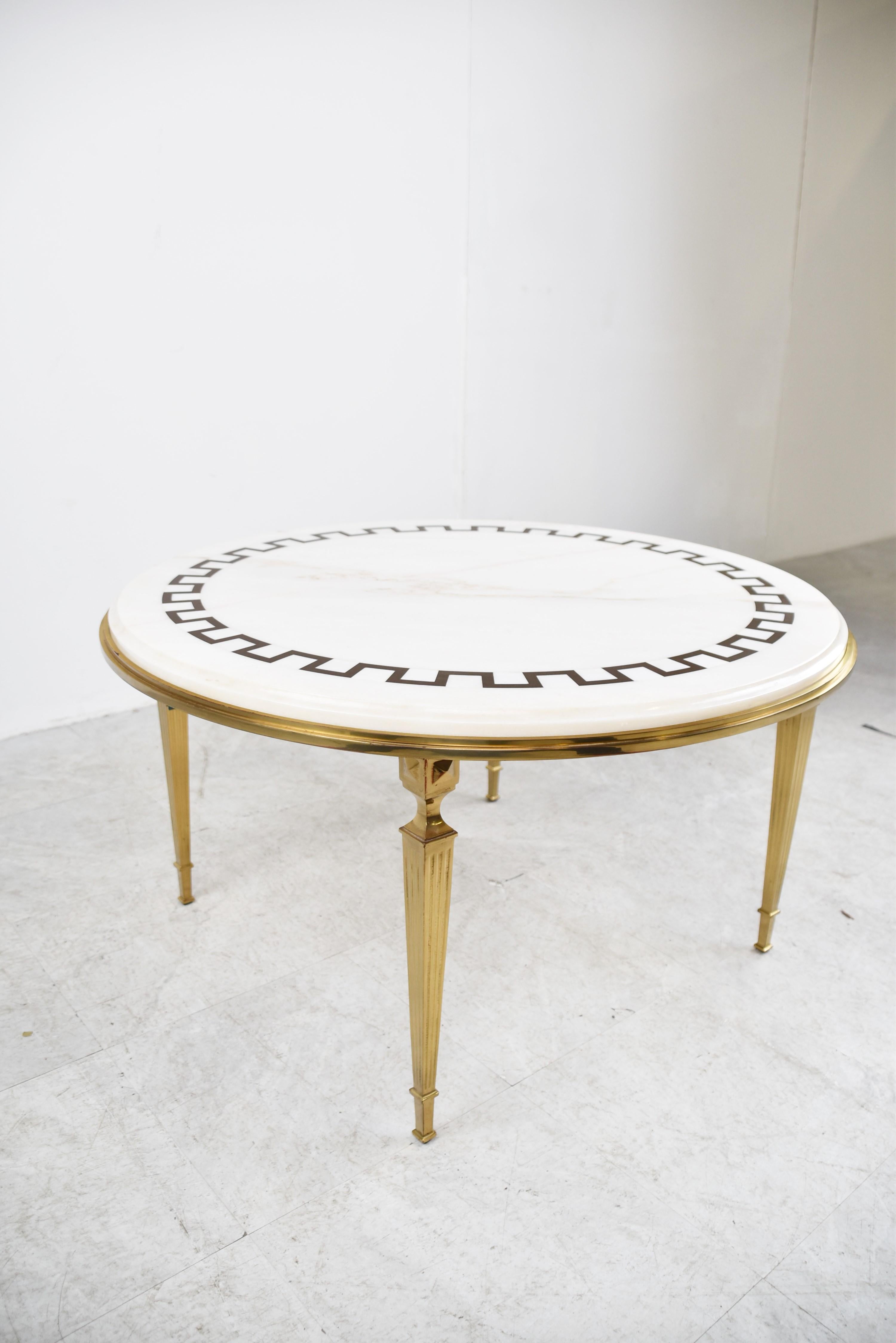 Vintage Brass and White Marble Coffee Table, 1970s For Sale 4