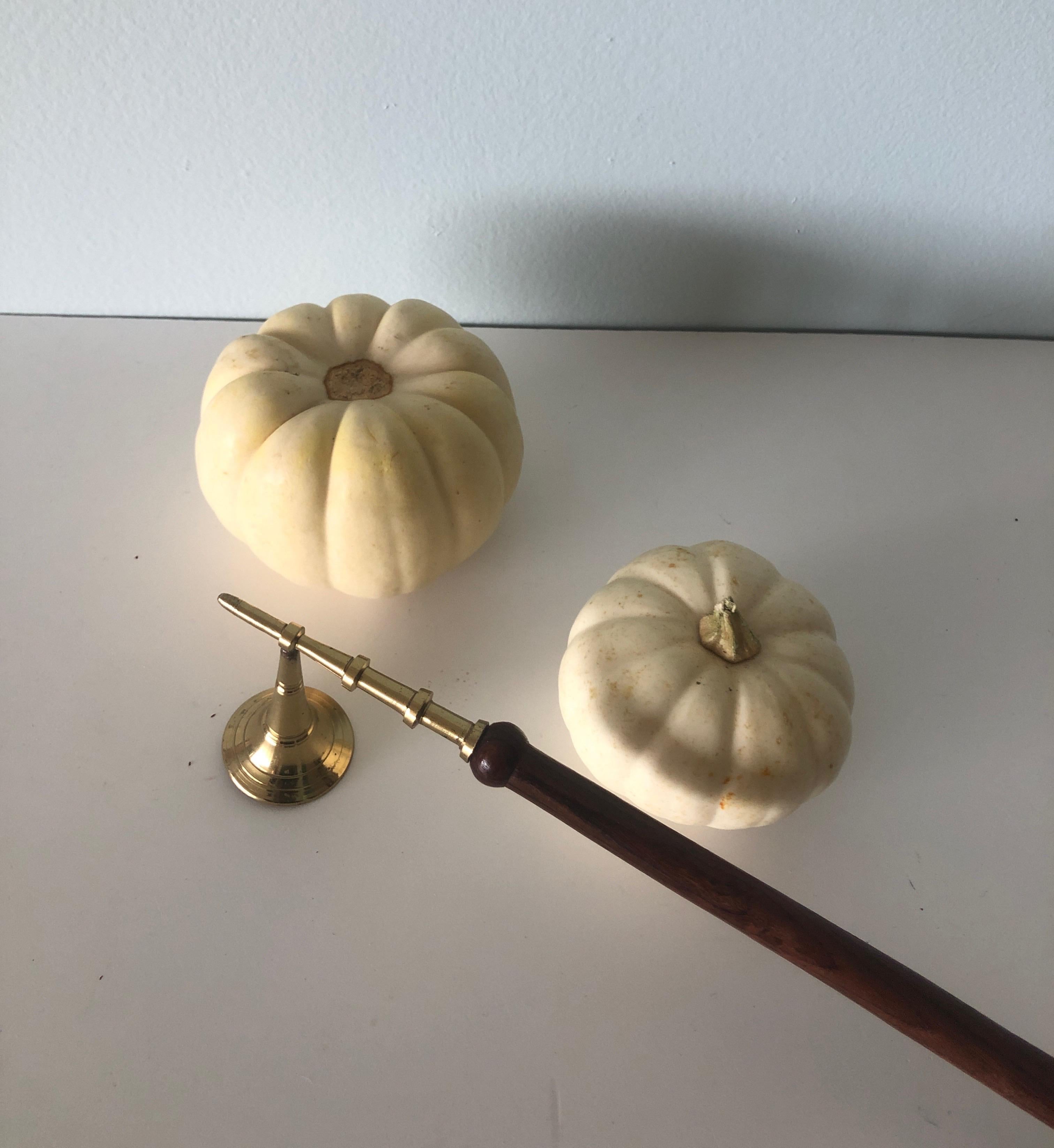 Hand-Crafted Vintage Brass and Wood Candle Snuffer