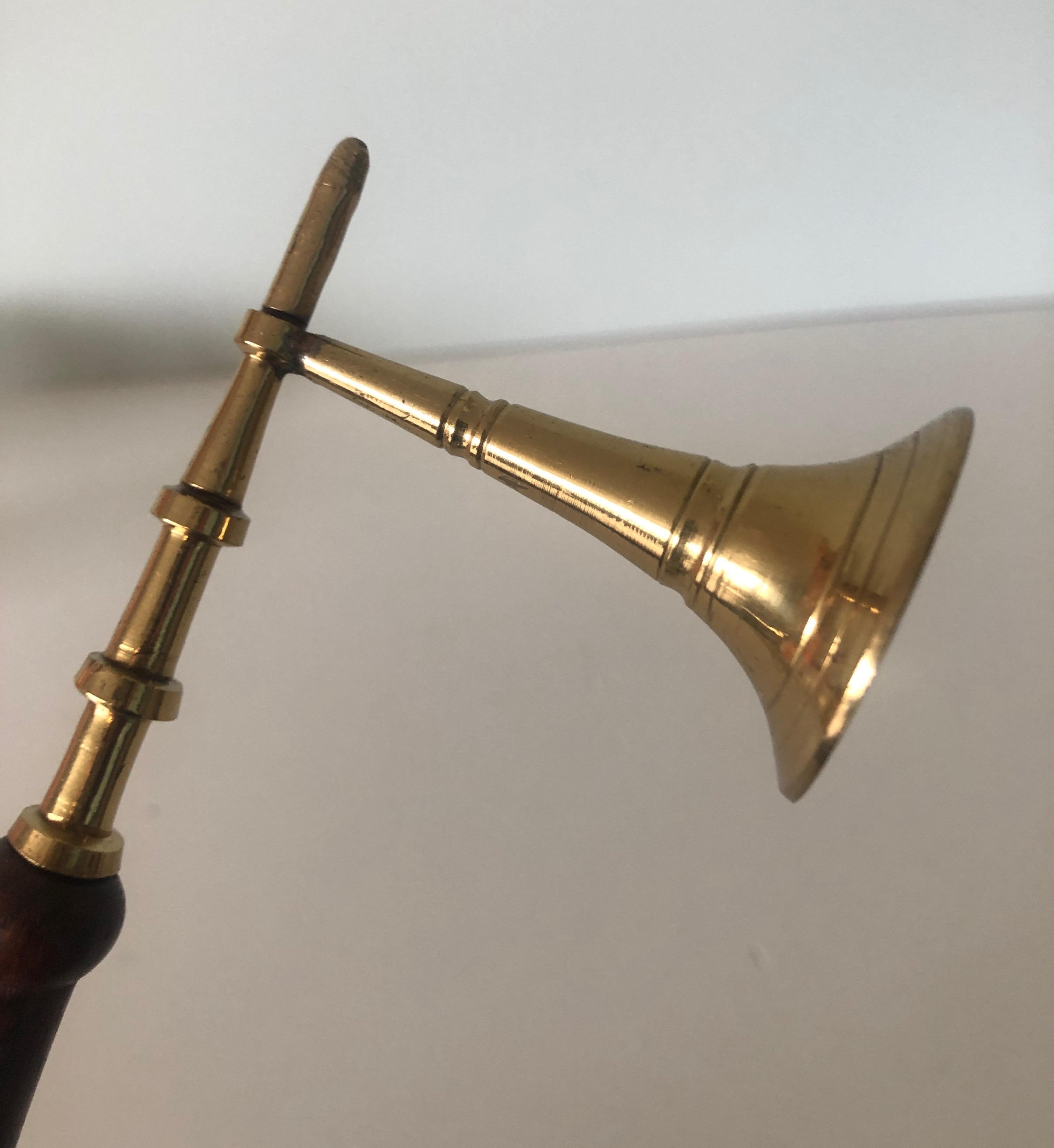 Vintage Brass and Wood Candle Snuffer In Good Condition In Oakland Park, FL