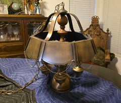 Vintage Brass Chandelier, Early Victorian Style, Plug-In, USA, 1970