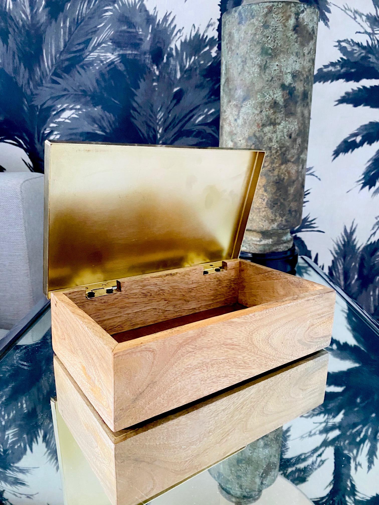 Brazilian Decorative Box in Quartz Crystal, Brass, and Oak Wood, Brazil For Sale